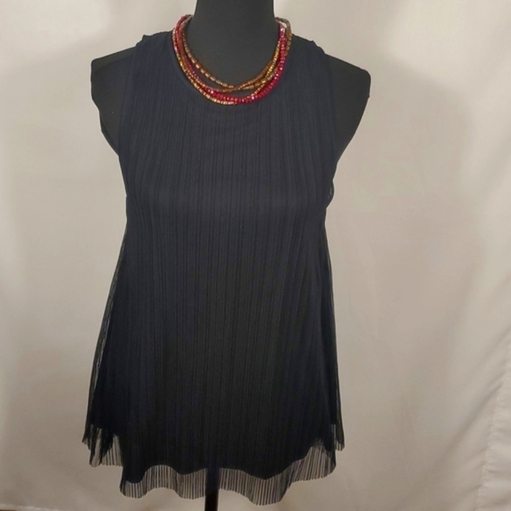 NWT Mimi Chica Black Blouse Size Large | Elegant Simple Sheer